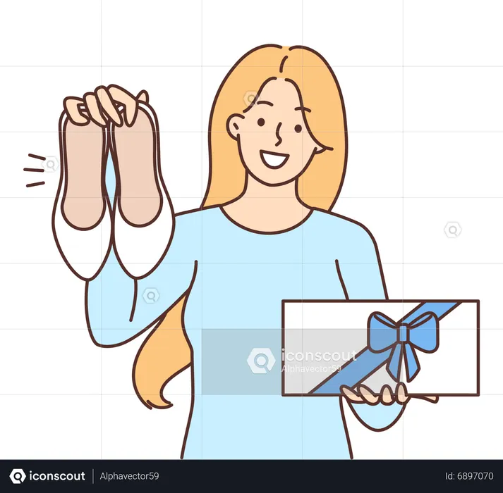 Une fille a reçu des chaussures en cadeau  Illustration