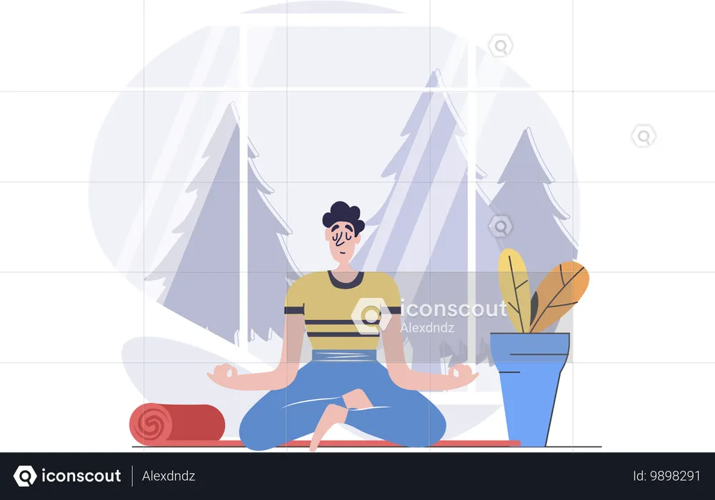 La fille a le passe-temps de méditer  Illustration