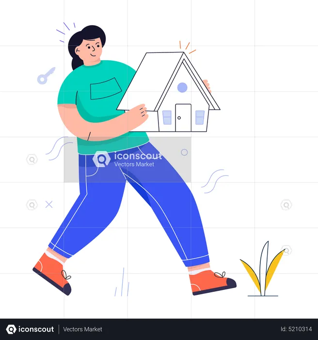 Fille achetant un bien immobilier  Illustration