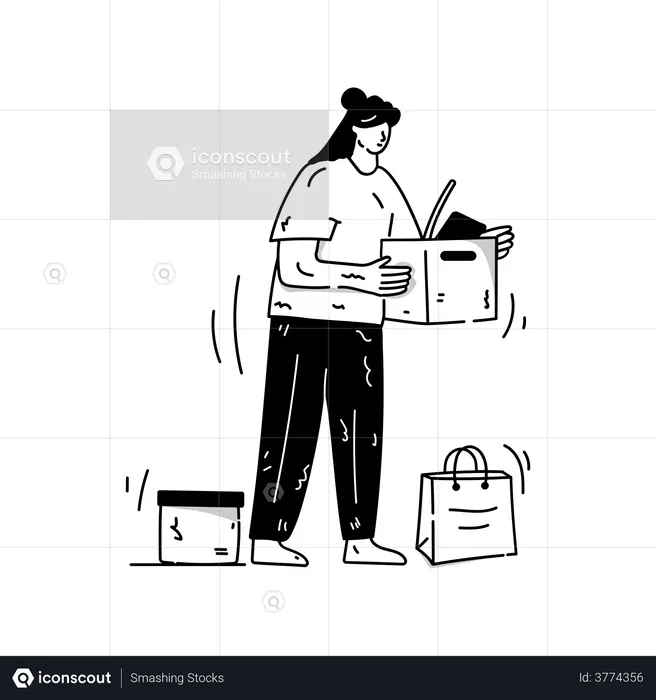 Fille achetant des marchandises  Illustration