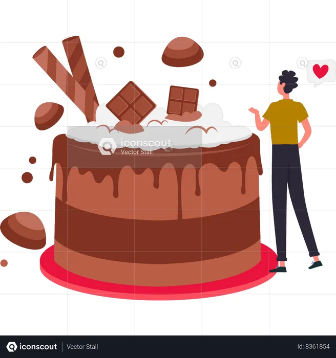 La fille adore manger du gâteau au chocolat  Illustration