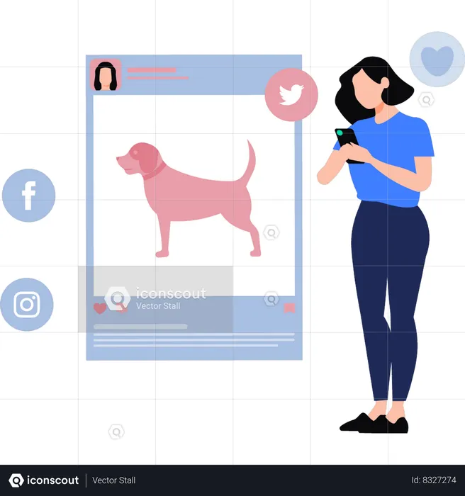 Une fille aime l'image d'un chien  Illustration