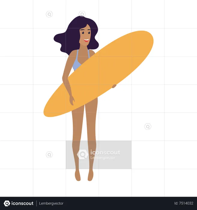 Fille qui va surfer  Illustration