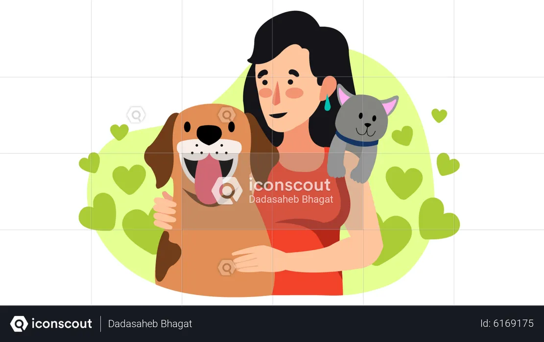 Fille amoureuse des animaux  Illustration