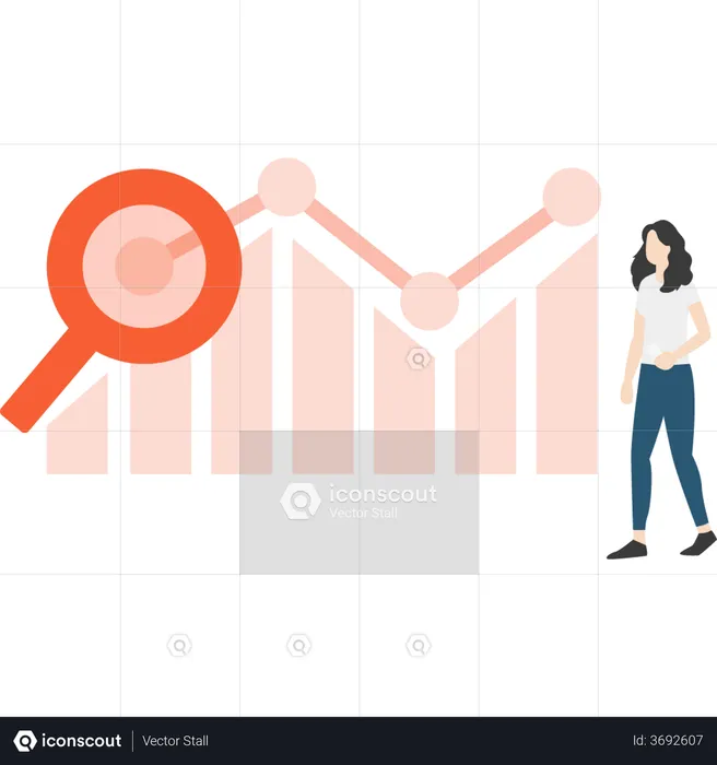 Une fille analyse les données en utilisant le référencement  Illustration