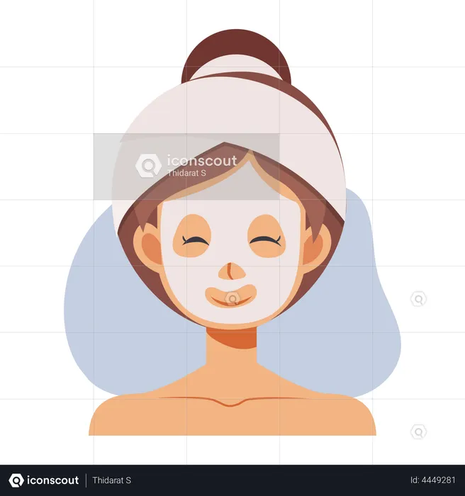 Fille appliquant un masque facial  Illustration