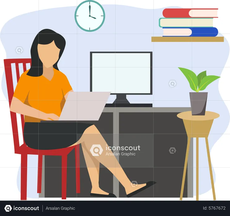 Fille apprenant en ligne  Illustration