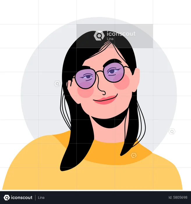 Fille asiatique portant des lunettes  Illustration