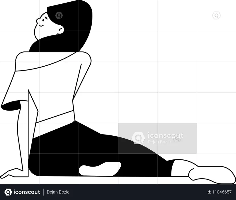 Fille assise en pose  Illustration