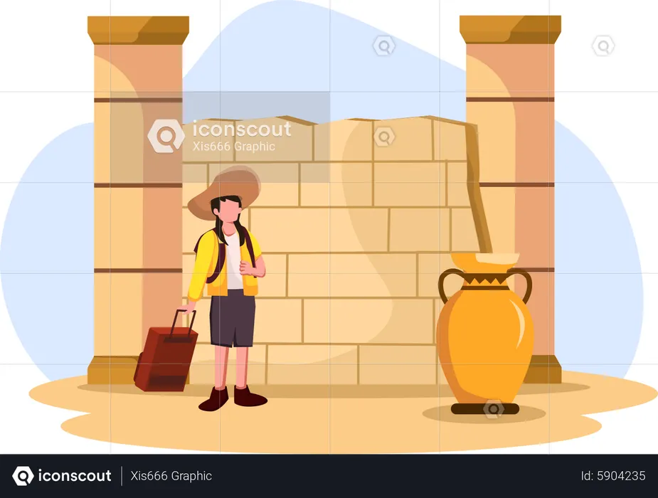 Fille avec des bagages  Illustration