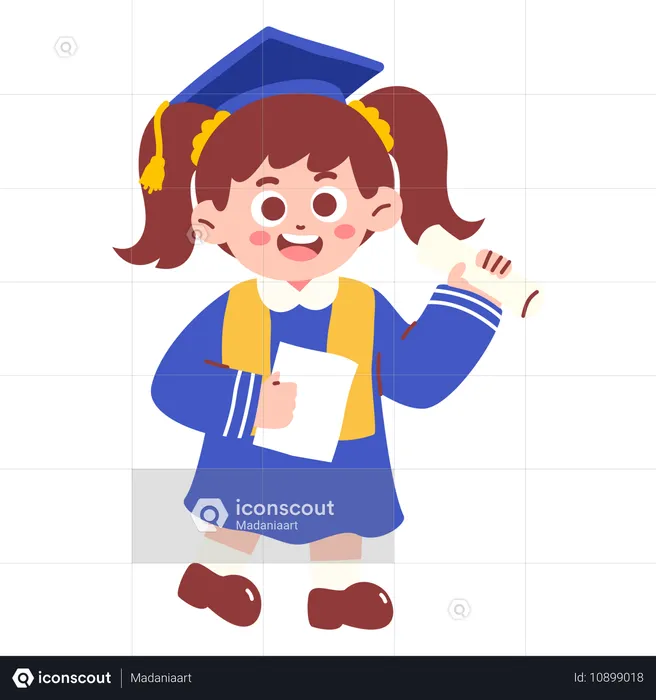 Fille avec un certificat de fin d'études  Illustration