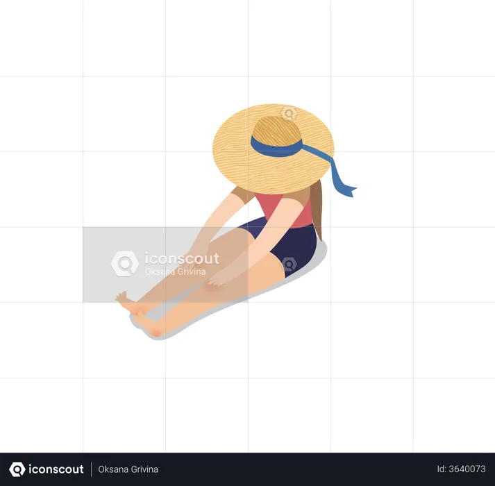 Fille avec un chapeau de plage  Illustration
