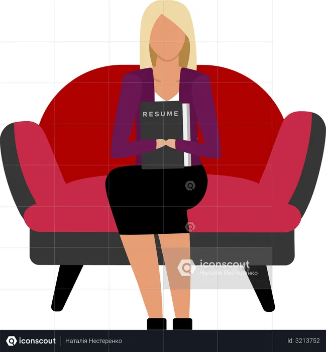 Fille avec CV dans un fauteuil  Illustration