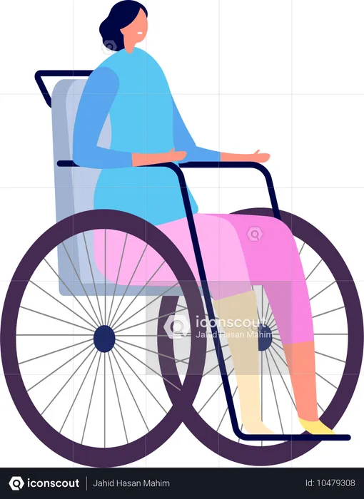 Fille avec une jambe fracturée sur un fauteuil roulant  Illustration