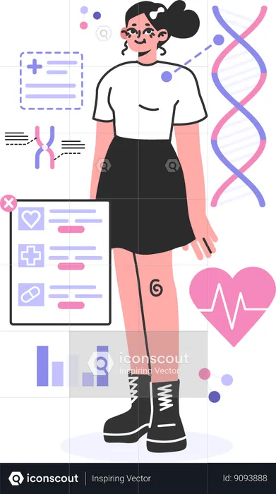 Fille avec rapport de santé  Illustration