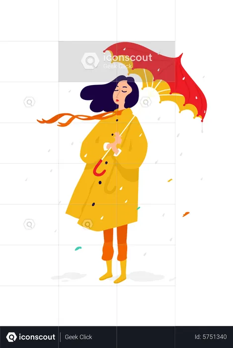 Fille avec parapluie  Illustration