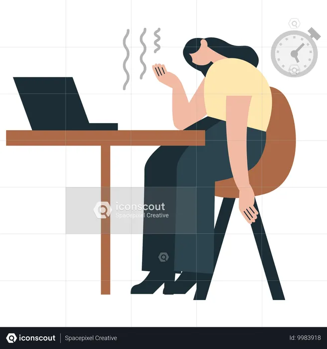 Fille ayant une pression au bureau  Illustration