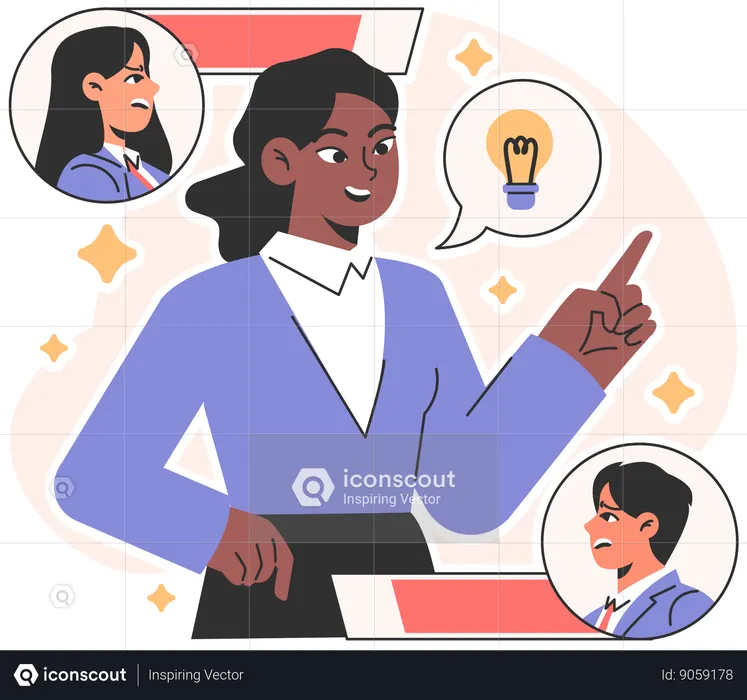 Fille ayant une idée d'entreprise  Illustration