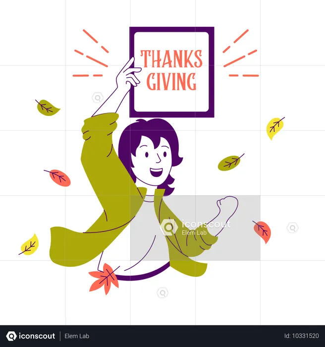 Fille célébrant Thanksgiving  Illustration