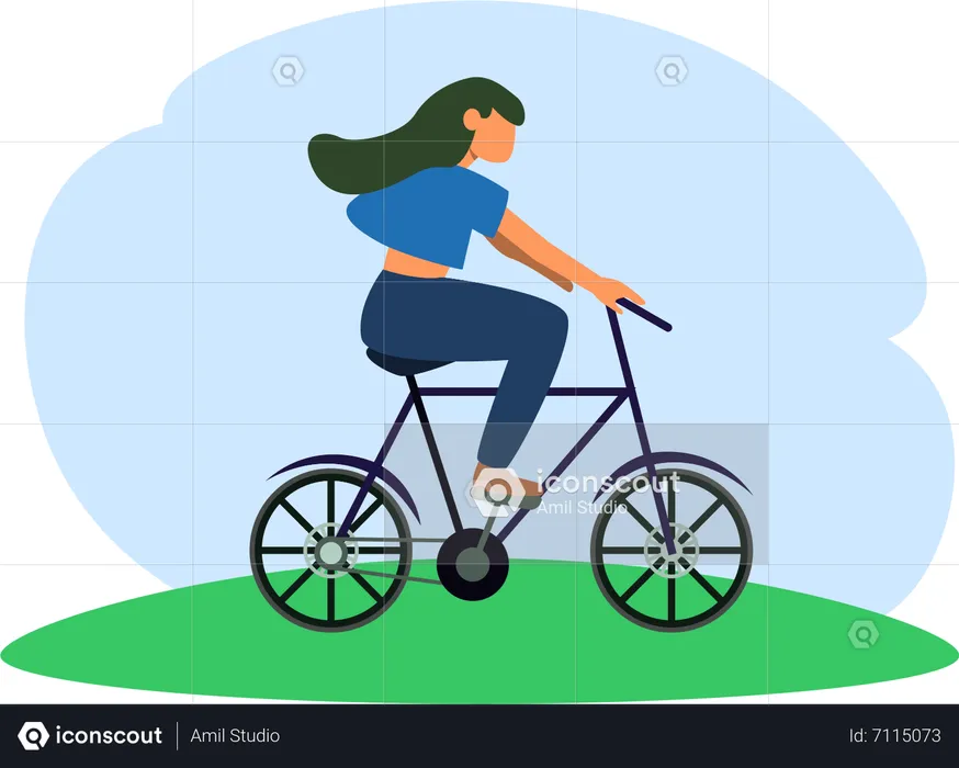 Fille à vélo  Illustration