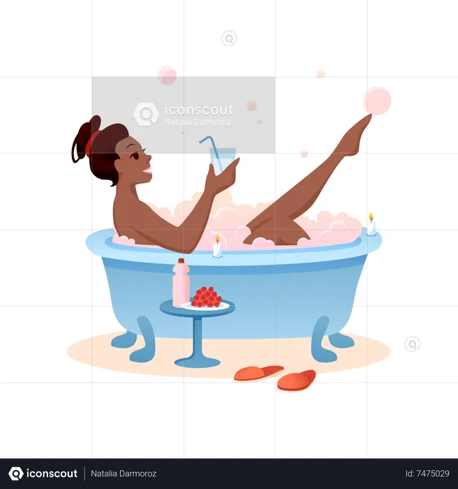 Fille dans la baignoire  Illustration