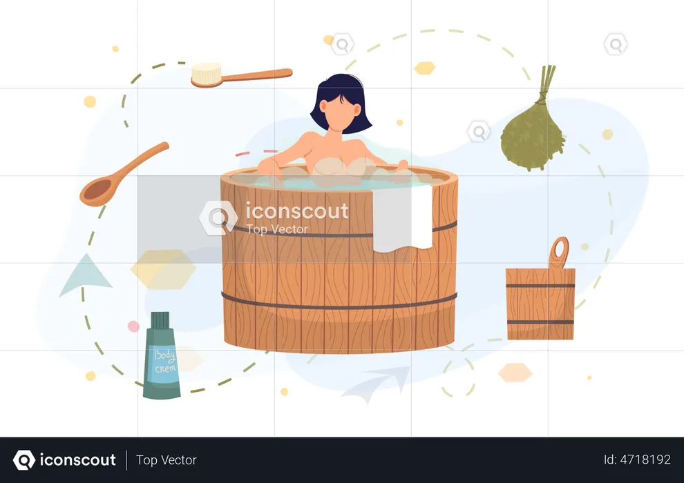 Fille dans un sauna  Illustration