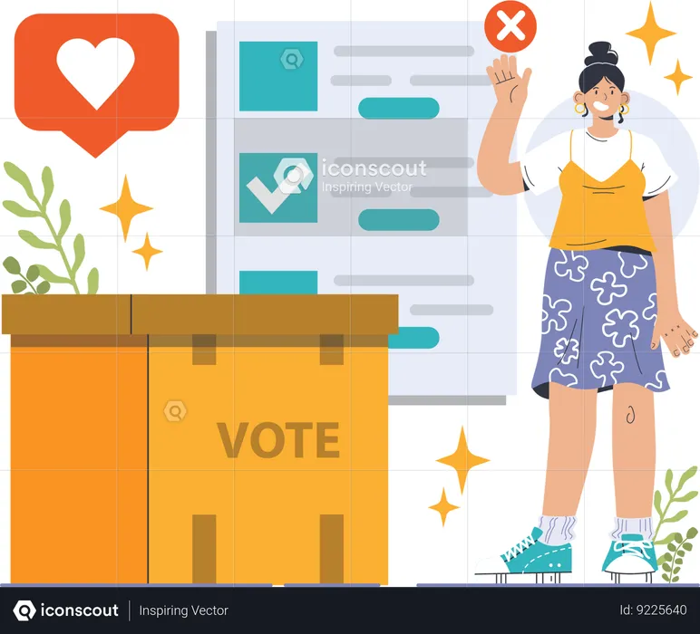 Fille déposant son vote  Illustration