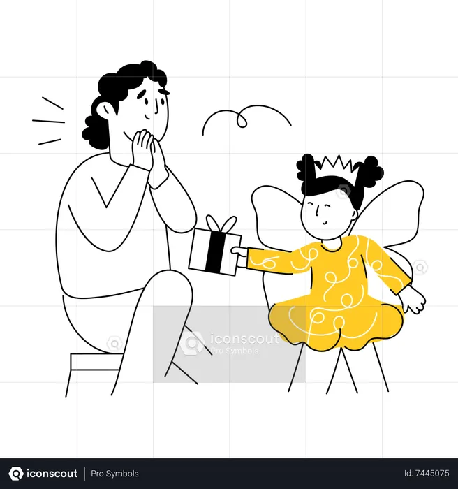Fille donnant un cadeau à maman le jour de la fête des mères  Illustration