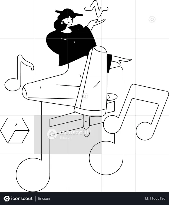 Fille écoutant de la musique  Illustration