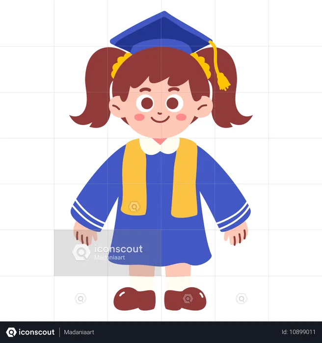 Fille en robe de remise de diplôme  Illustration