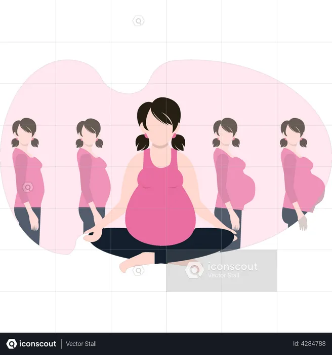 Fille enceinte faisant du yoga  Illustration