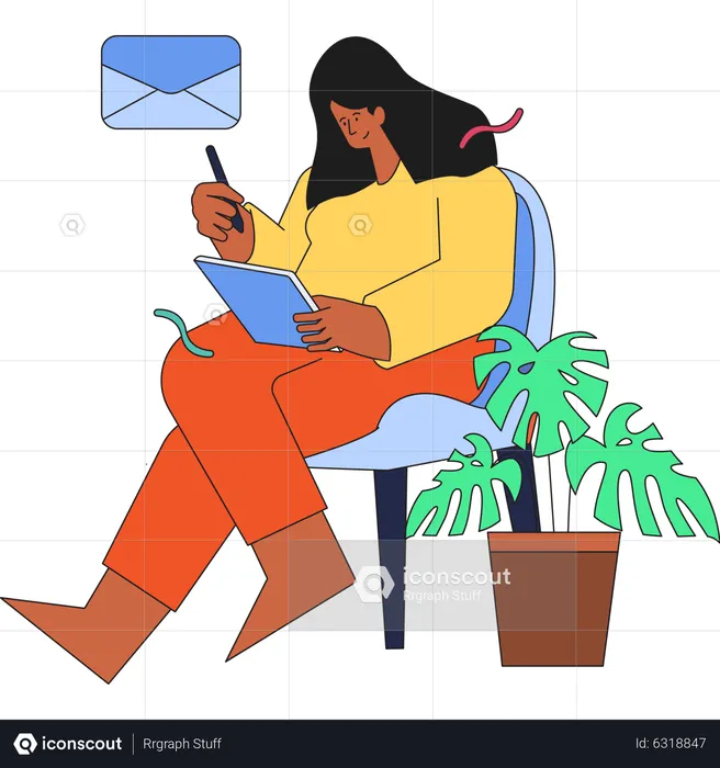 Fille envoyant du courrier marketing  Illustration