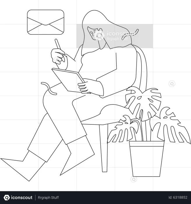 Fille envoyant du courrier marketing  Illustration