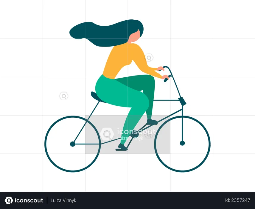 Fille à vélo  Illustration