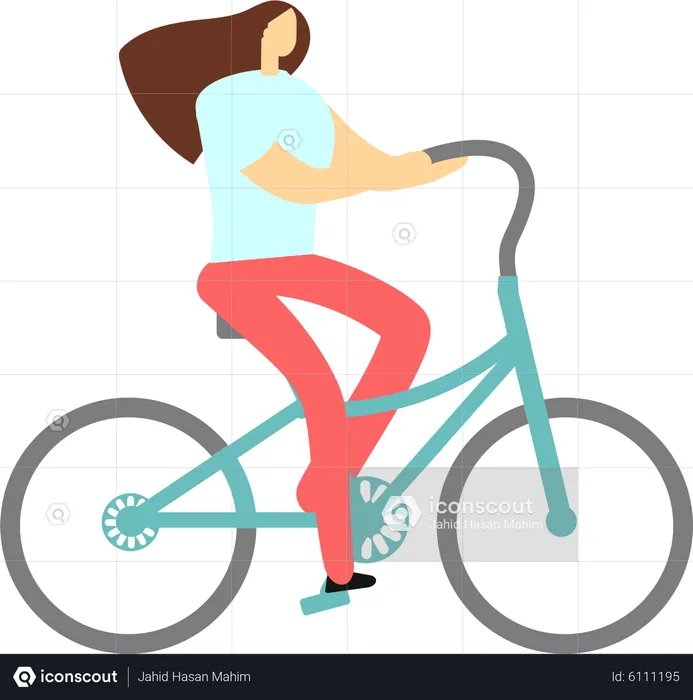 Fille à vélo  Illustration