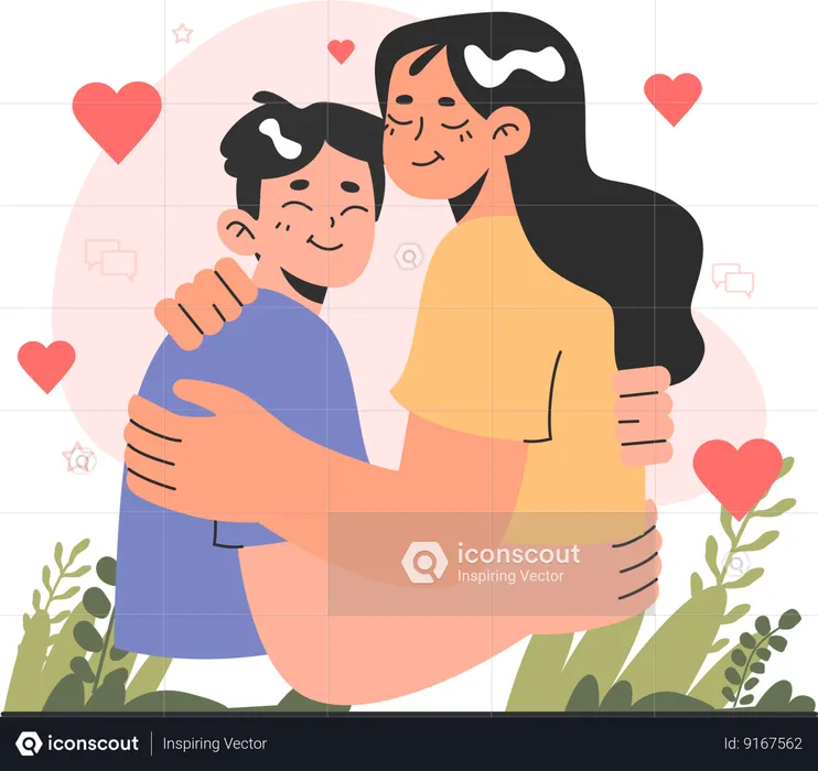 Fille et homme se soutenant  Illustration