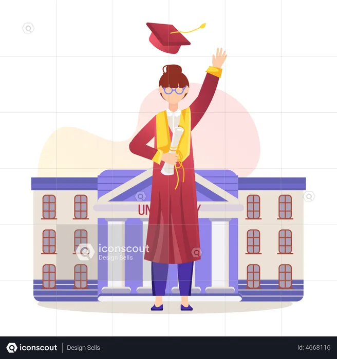 Fille étudiante diplômée  Illustration