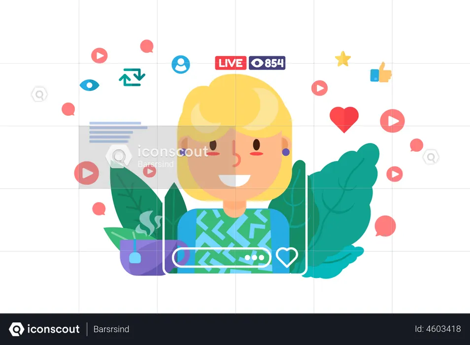 Fille européenne en streaming sur les réseaux sociaux  Illustration