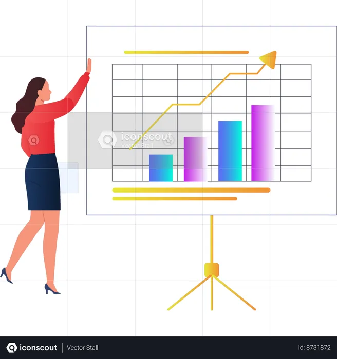 Fille expliquant le diagramme graphique  Illustration