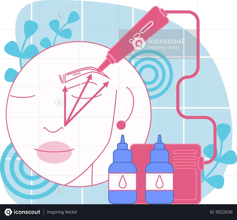 Fille faisant la mise en forme des sourcils à l'aide d'une machine  Illustration