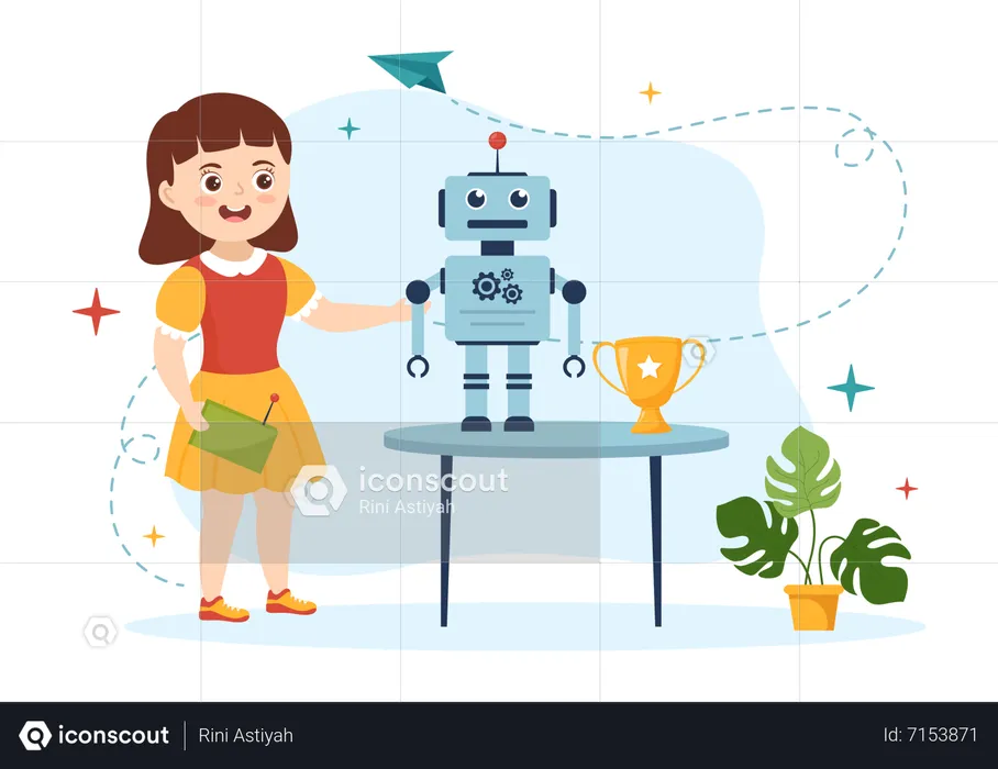 Fille faisant de la robotique  Illustration