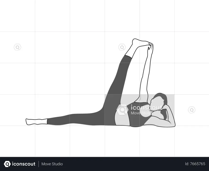 Fille faisant Anantasana  Illustration