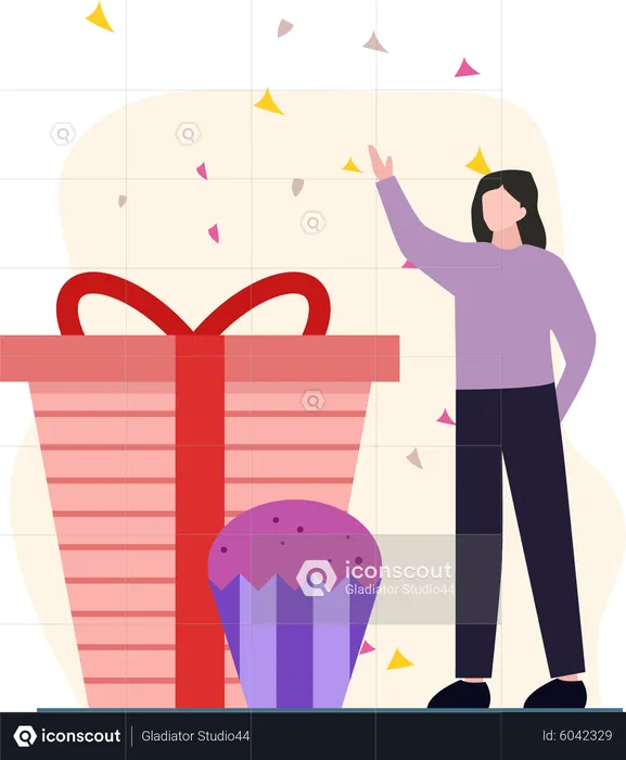 Fille faisant une fête d'anniversaire  Illustration