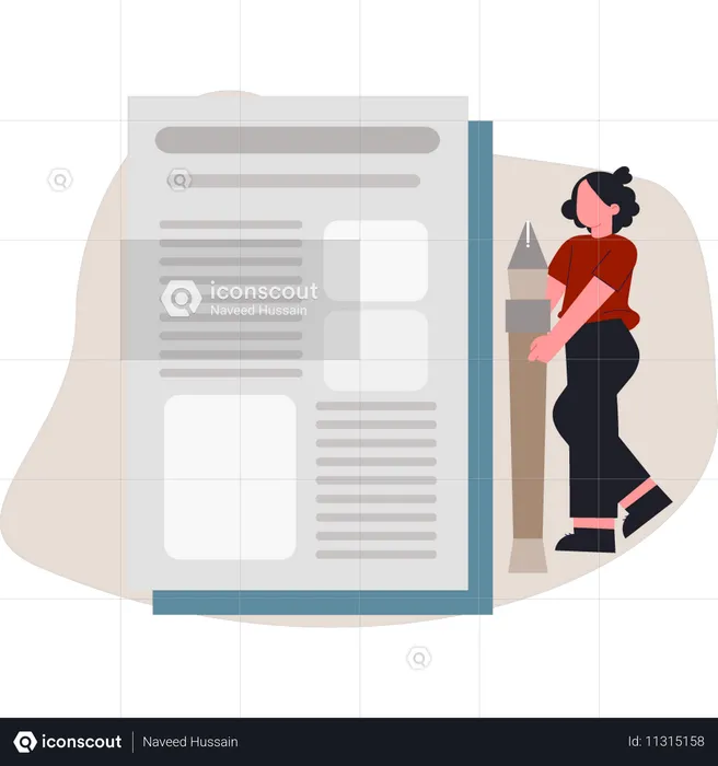 Fille faisant un document de bureau  Illustration