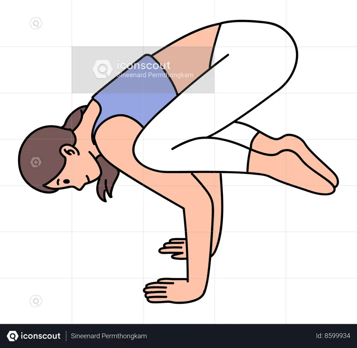 Fille faisant la pose de yoga du corbeau  Illustration