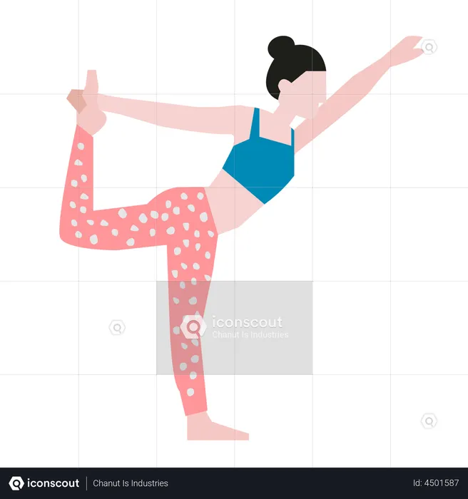 Fille faisant une pose de yoga danseuse  Illustration