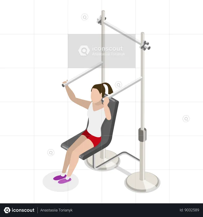 Fille faisant des exercices d'épaule dans une salle de sport  Illustration