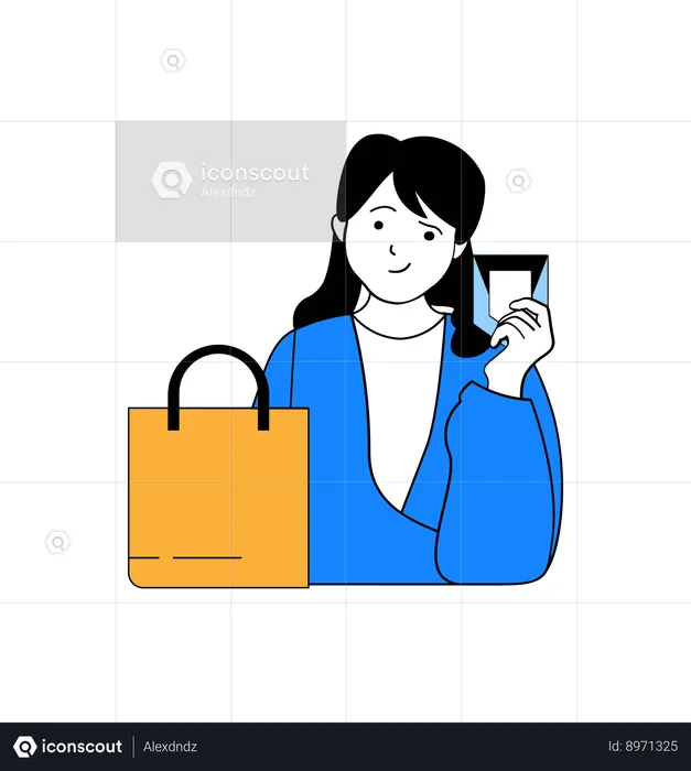 Fille faisant le paiement des courses  Illustration