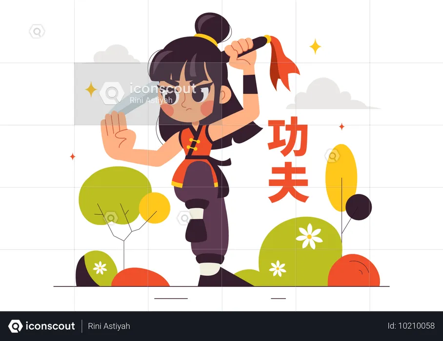 Fille faisant du Kung Fu  Illustration