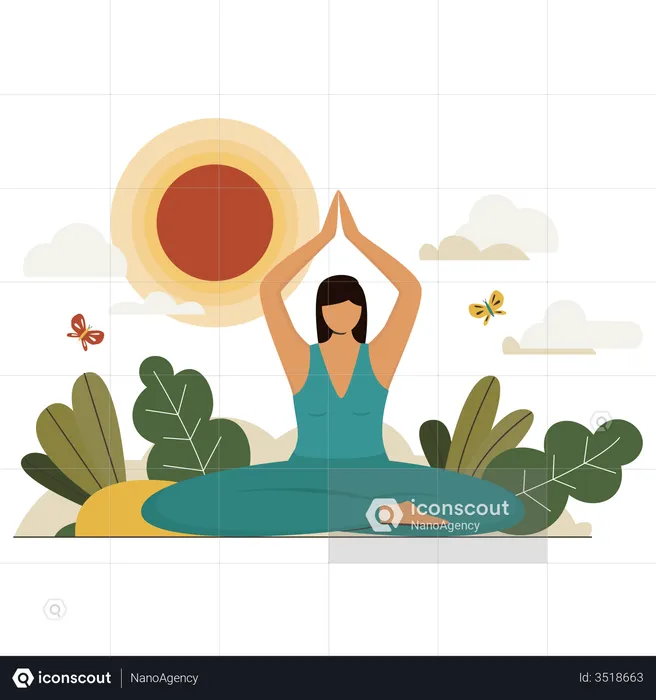 Fille faisant du yoga  Illustration